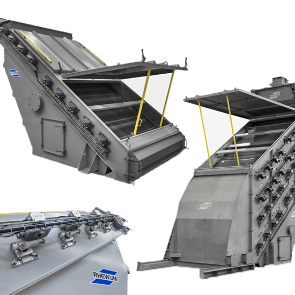 Group of industrial screening machines, showcasing different models designed for diverse particle separation needs in manufacturing and processing industries.